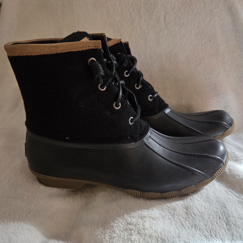 Sperry Women’s Wool Black Rain Duck Boot, Size 10